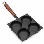 4-Cup Enameled Cast Iron Breakfast Pan with Wooden Handle